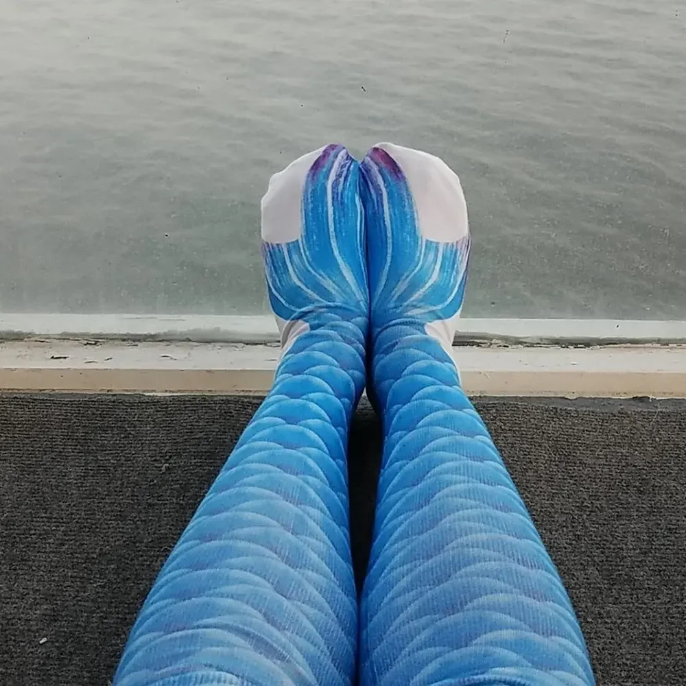 New! Be a Mermaid ! Tail High Socks in Blue